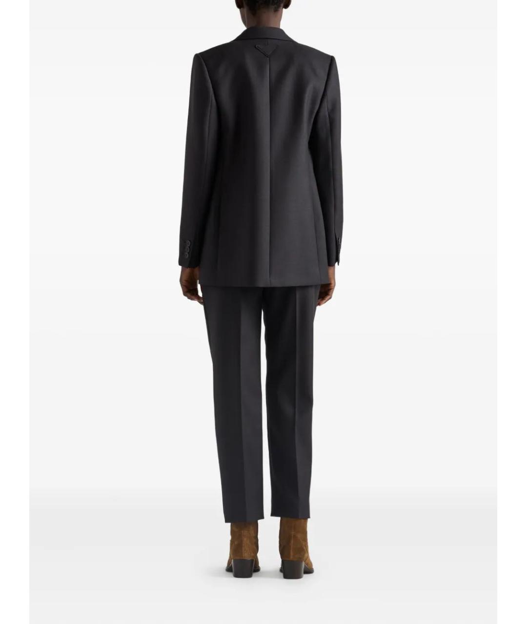 PRADA Антрацитовые шерстяные прямые брюки, фото 3