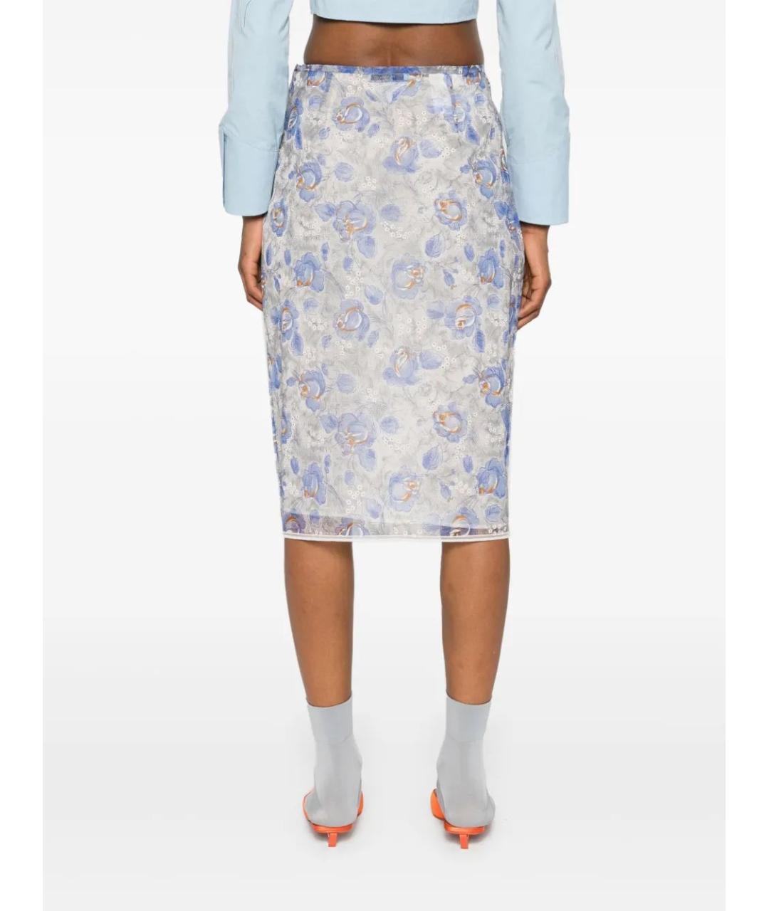 PRADA Голубая вискозная юбка миди, фото 4