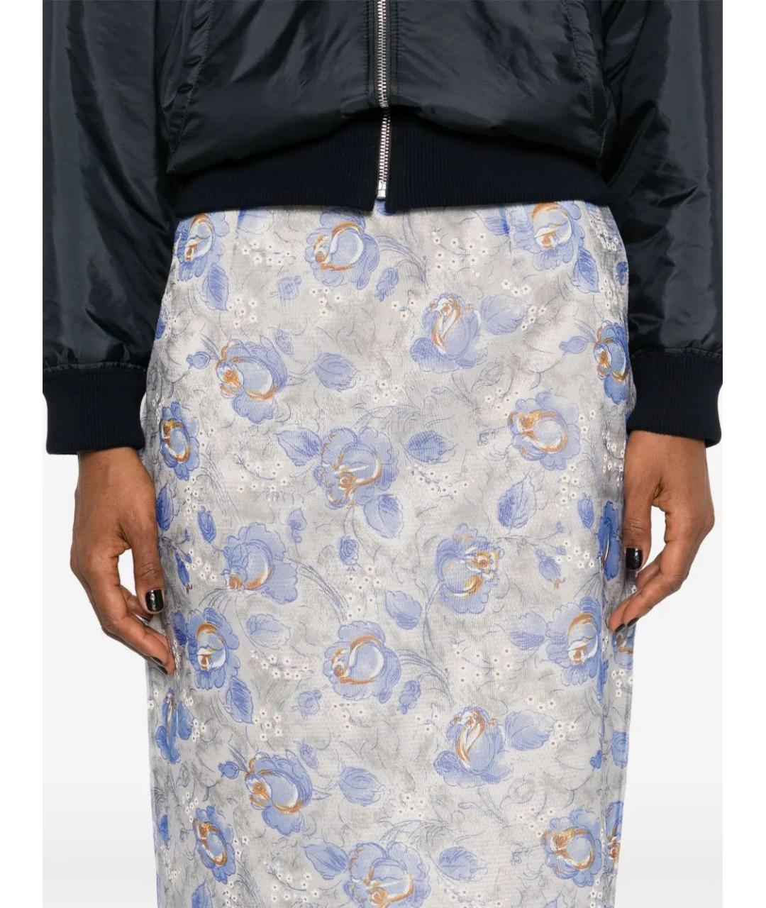 PRADA Голубая вискозная юбка миди, фото 5