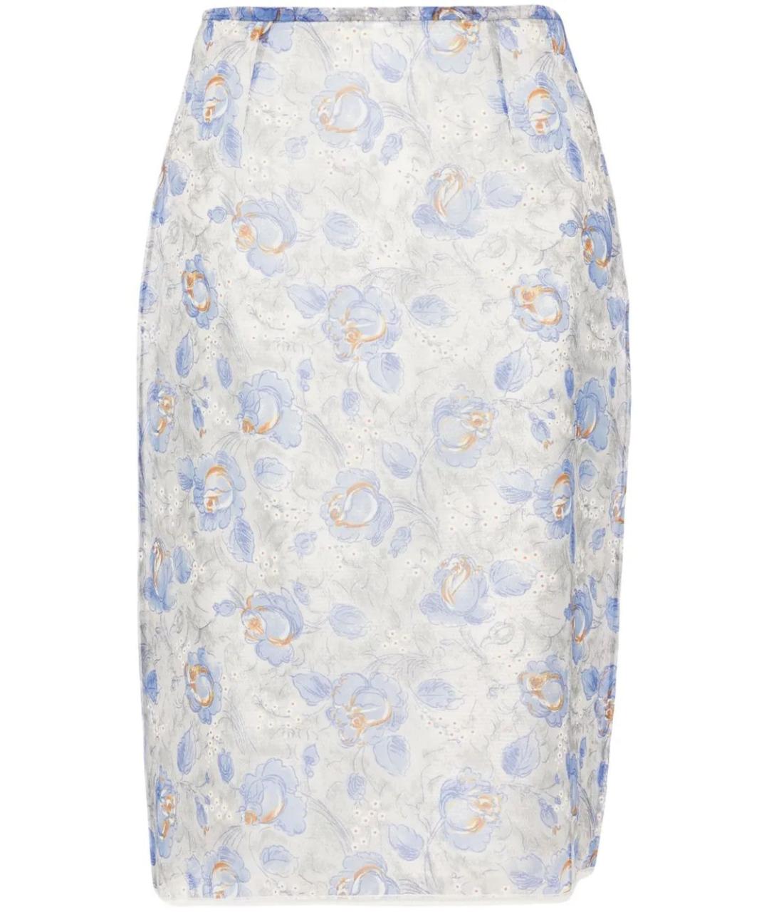 PRADA Голубая вискозная юбка миди, фото 1