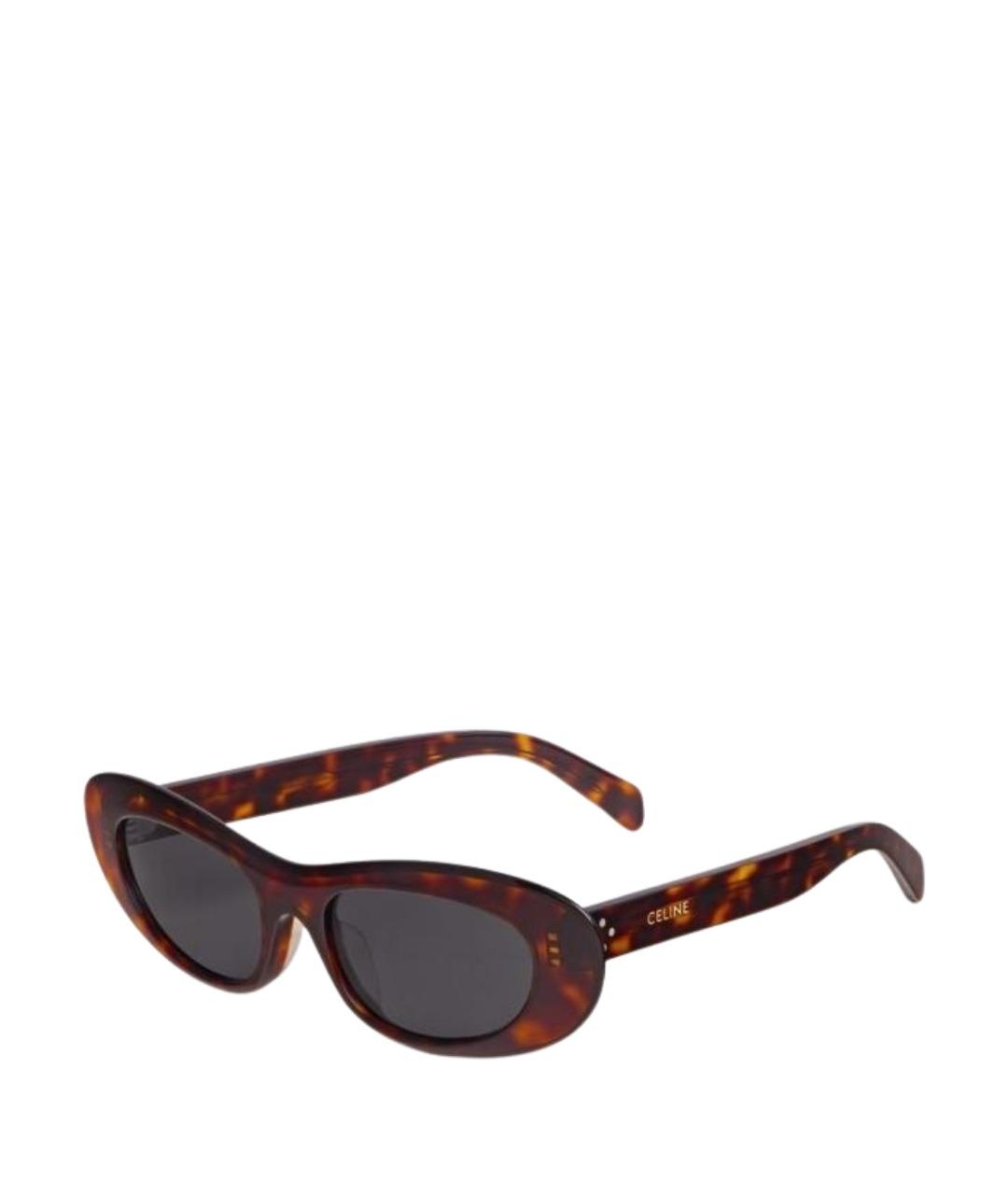 CELINE Коричневые пластиковые солнцезащитные очки, фото 1