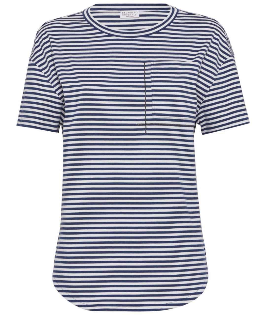BRUNELLO CUCINELLI Темно-синяя хлопковая футболка, фото 1