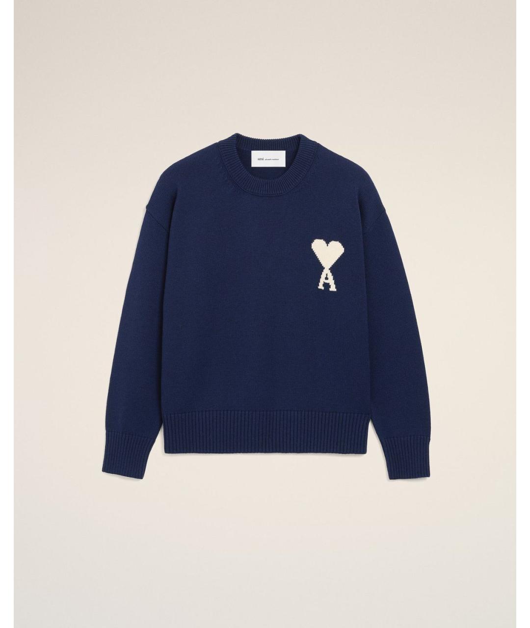 Ami Paris Темно-синий шерстяной джемпер / свитер, фото 3