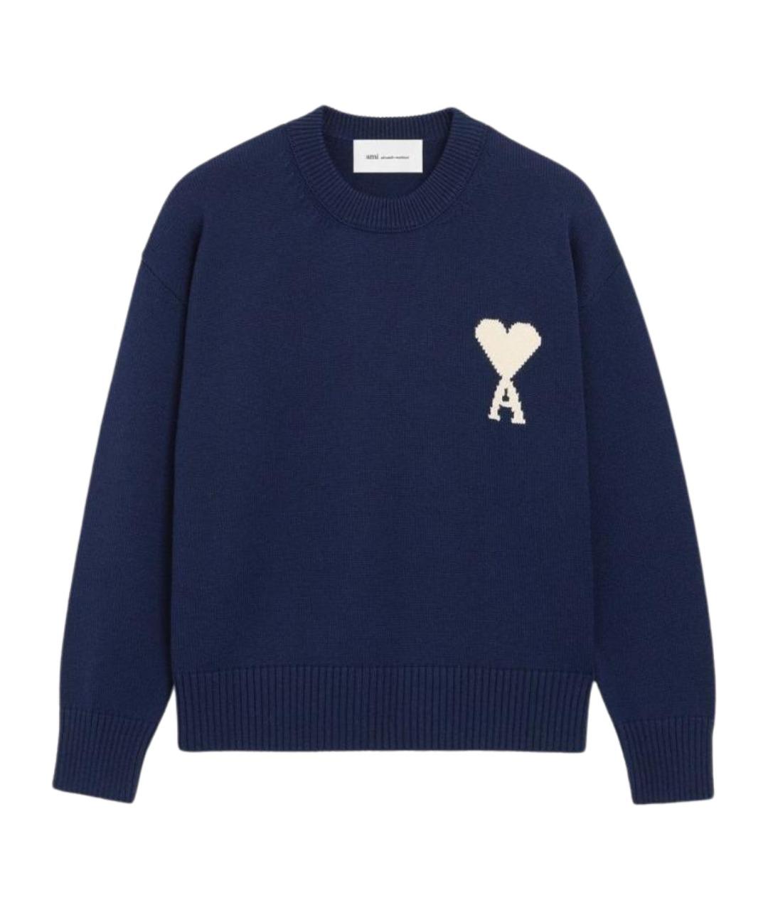 Ami Paris Темно-синий шерстяной джемпер / свитер, фото 1