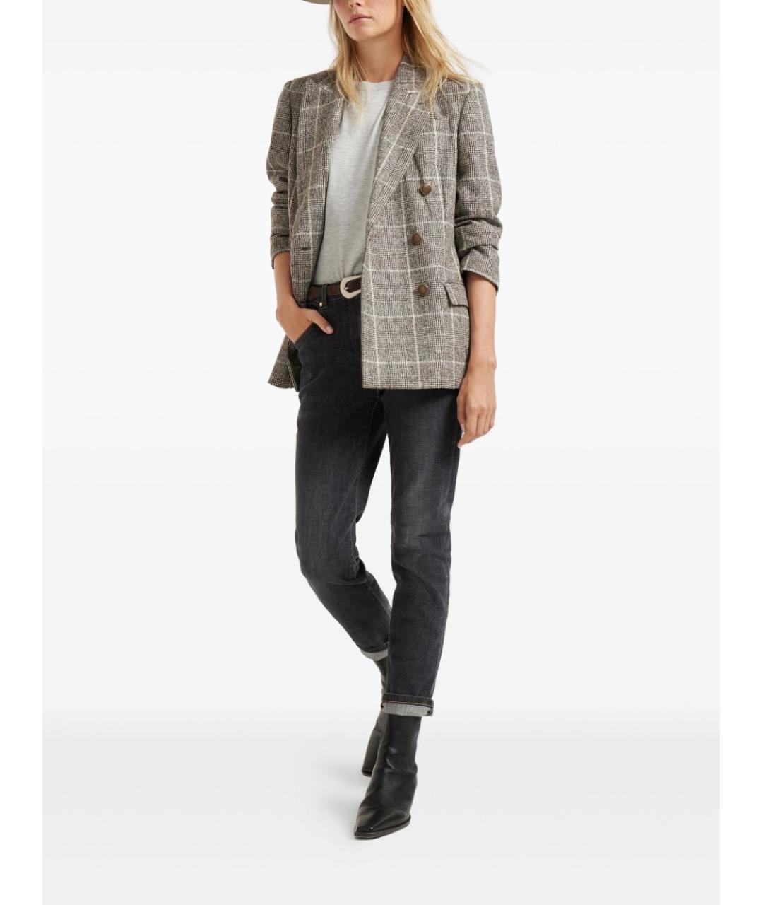 BRUNELLO CUCINELLI Серая кашемировая футболка, фото 2