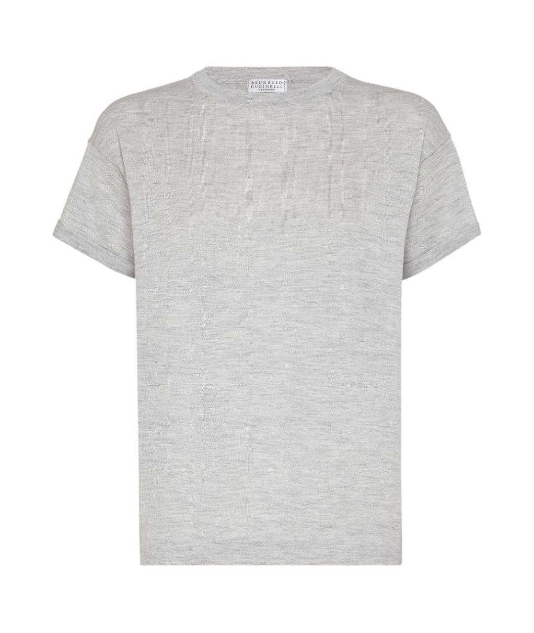 BRUNELLO CUCINELLI Серая кашемировая футболка, фото 1
