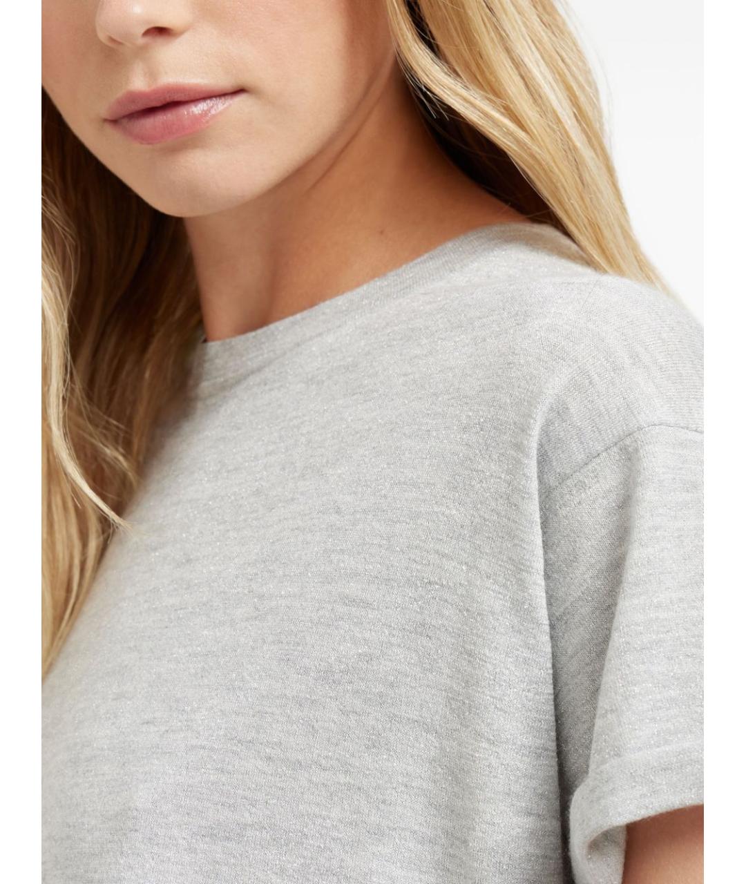 BRUNELLO CUCINELLI Серая кашемировая футболка, фото 4