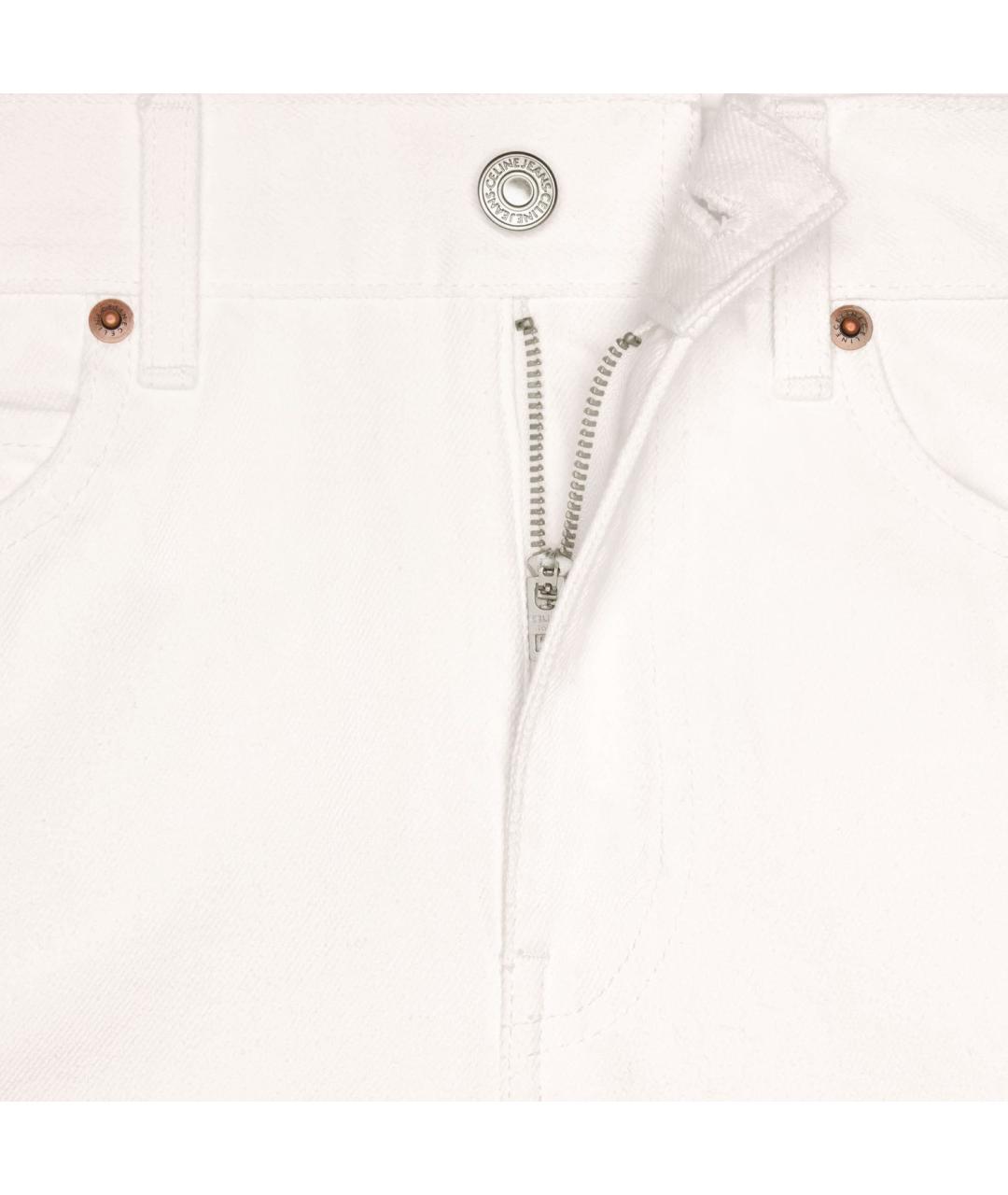 CELINE Белые хлопковые прямые джинсы, фото 4