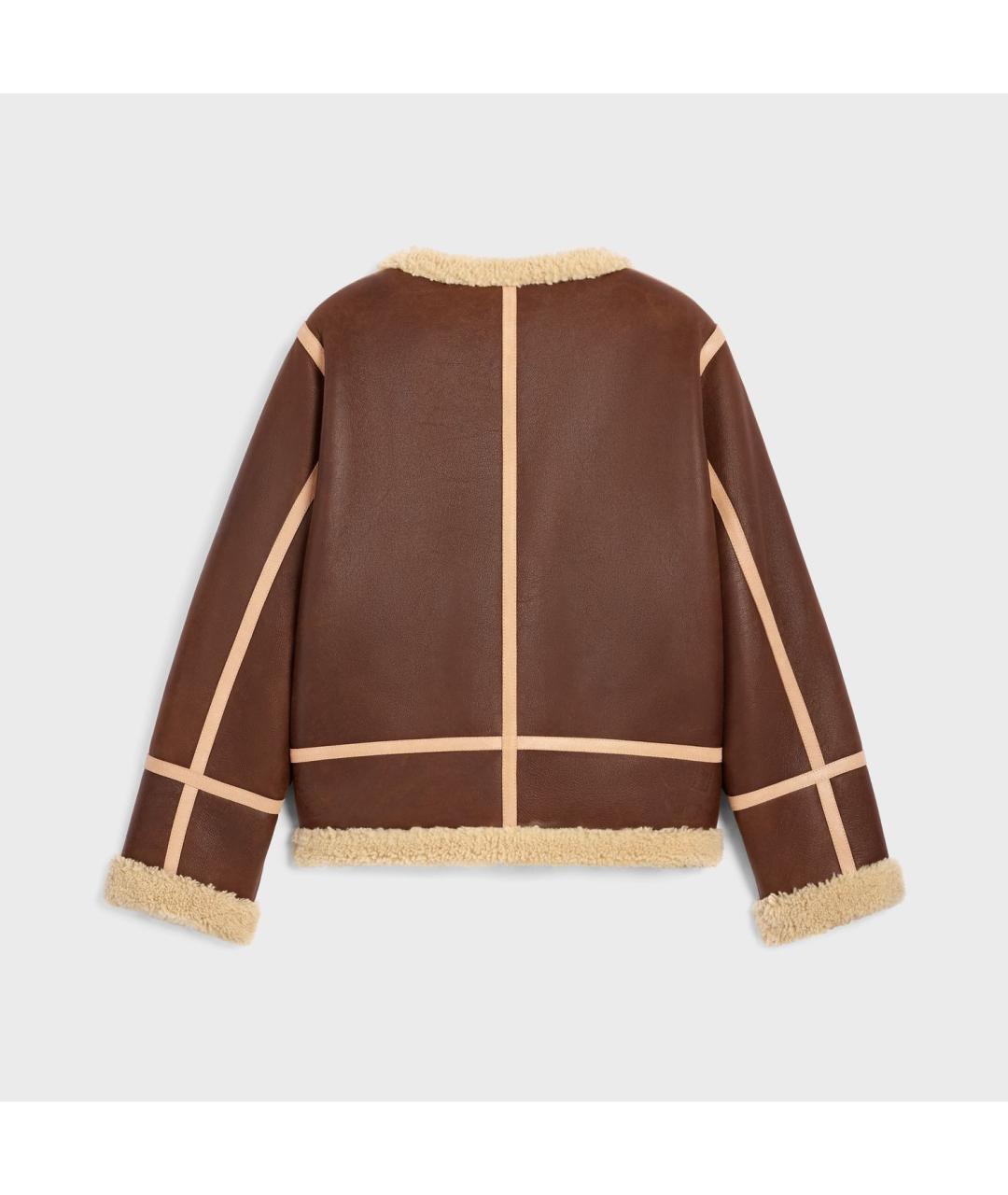 CELINE Коричневая кожаная дубленка, фото 2