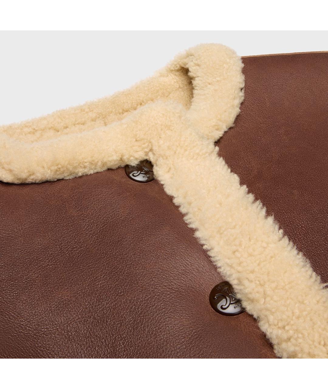 CELINE Коричневая кожаная дубленка, фото 3
