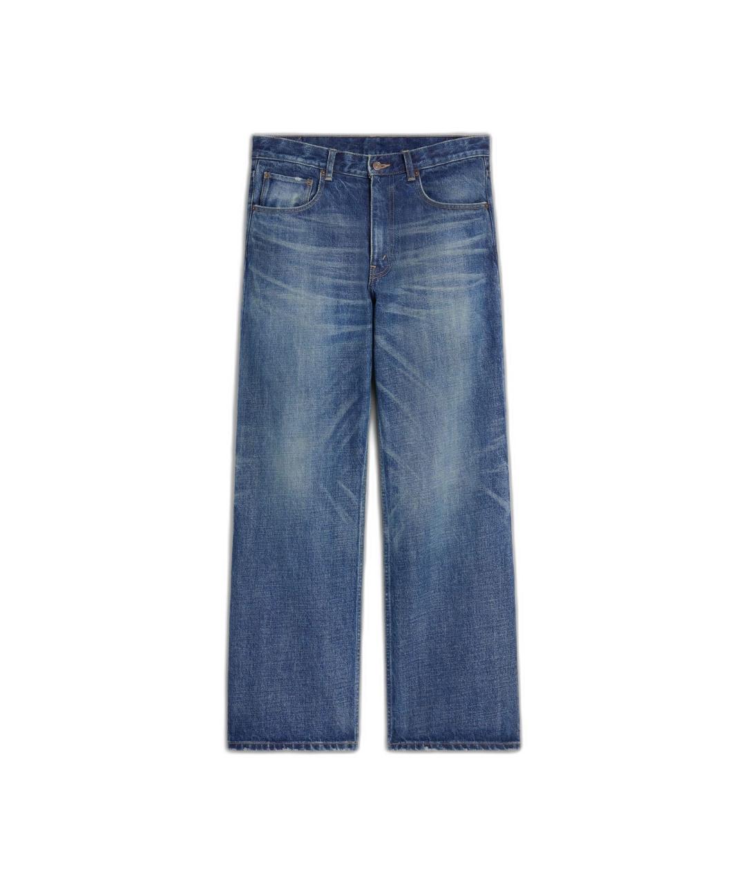 CELINE Синие хлопковые прямые джинсы, фото 1
