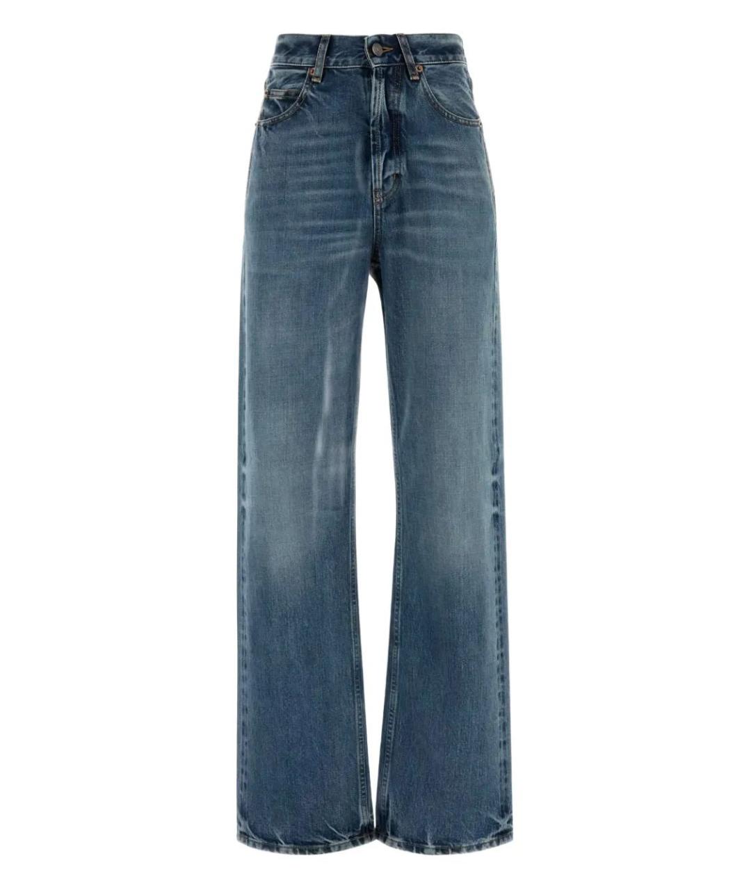 SAINT LAURENT Синие хлопковые прямые джинсы, фото 1