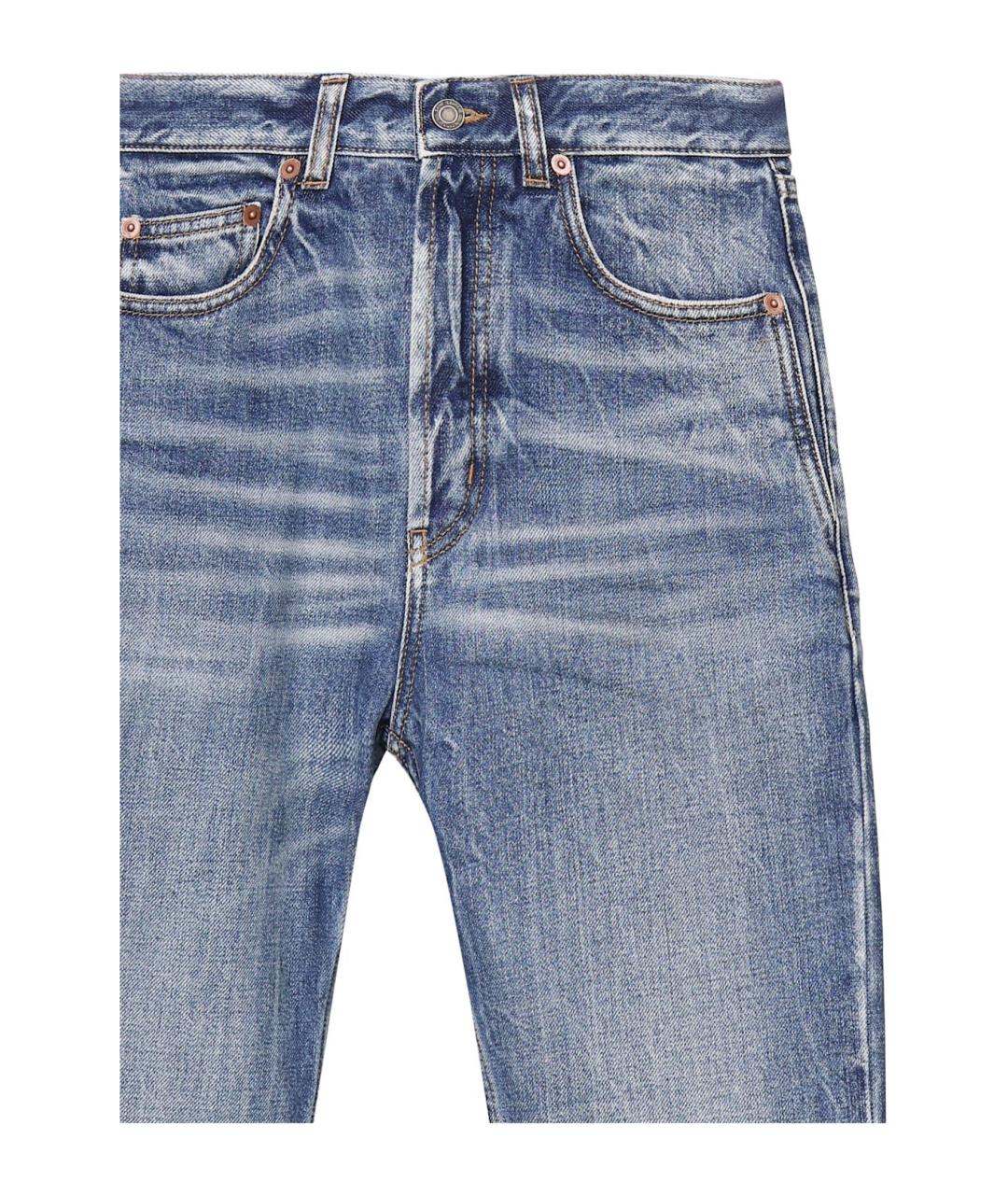 SAINT LAURENT Синие хлопковые прямые джинсы, фото 3