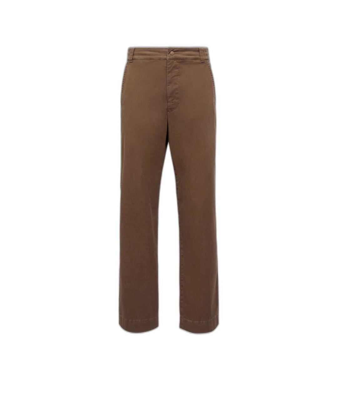MONCLER Коричневые хлопковые повседневные брюки, фото 2