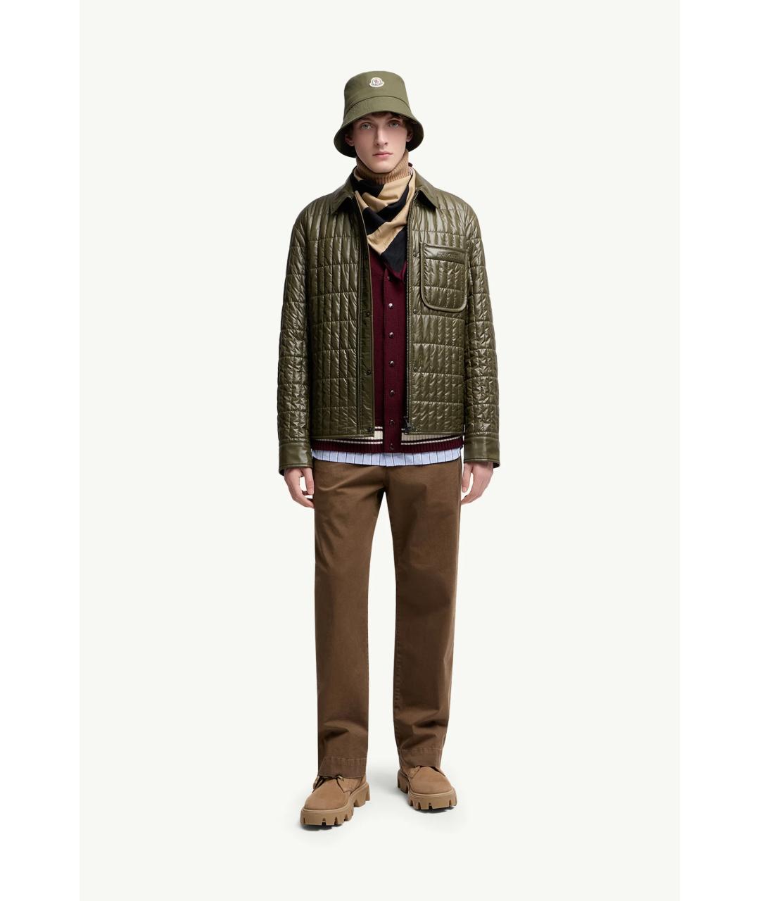 MONCLER Коричневые хлопковые повседневные брюки, фото 3