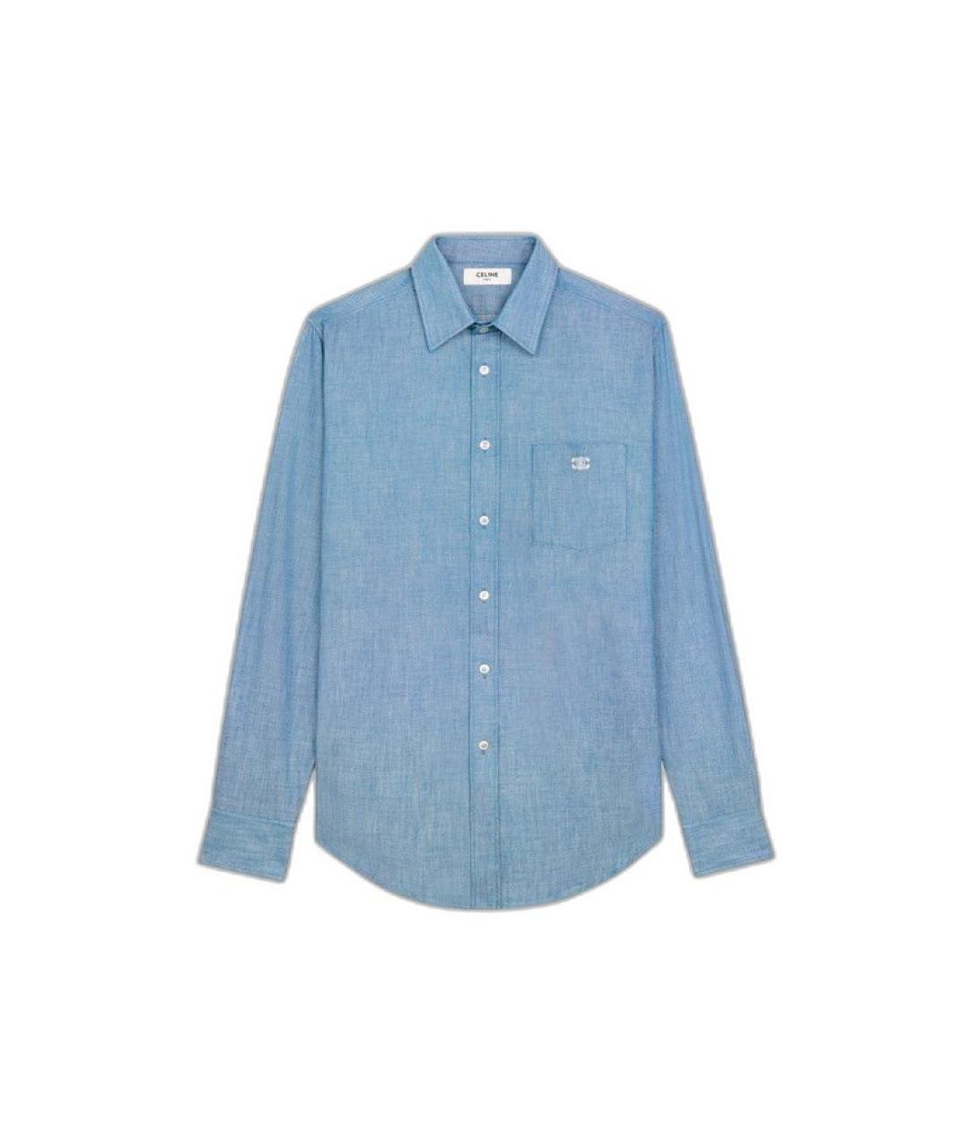 CELINE Синяя хлопковая кэжуал рубашка, фото 1
