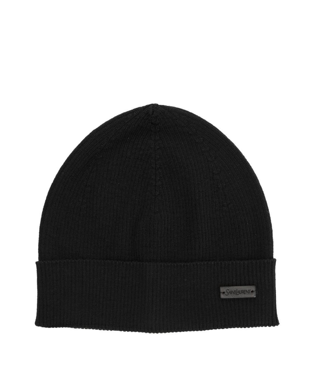 SAINT LAURENT Черная шерстяная шапка, фото 1