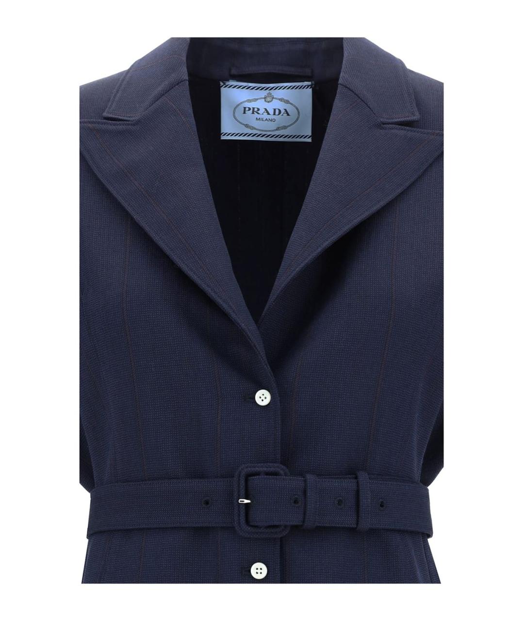 PRADA Темно-синее шерстяное повседневное платье, фото 3