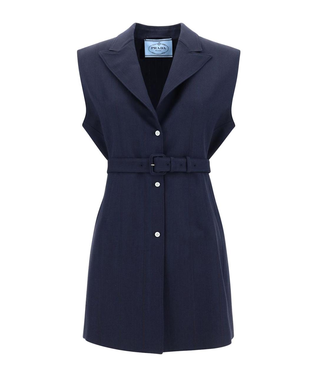 PRADA Темно-синее шерстяное повседневное платье, фото 1