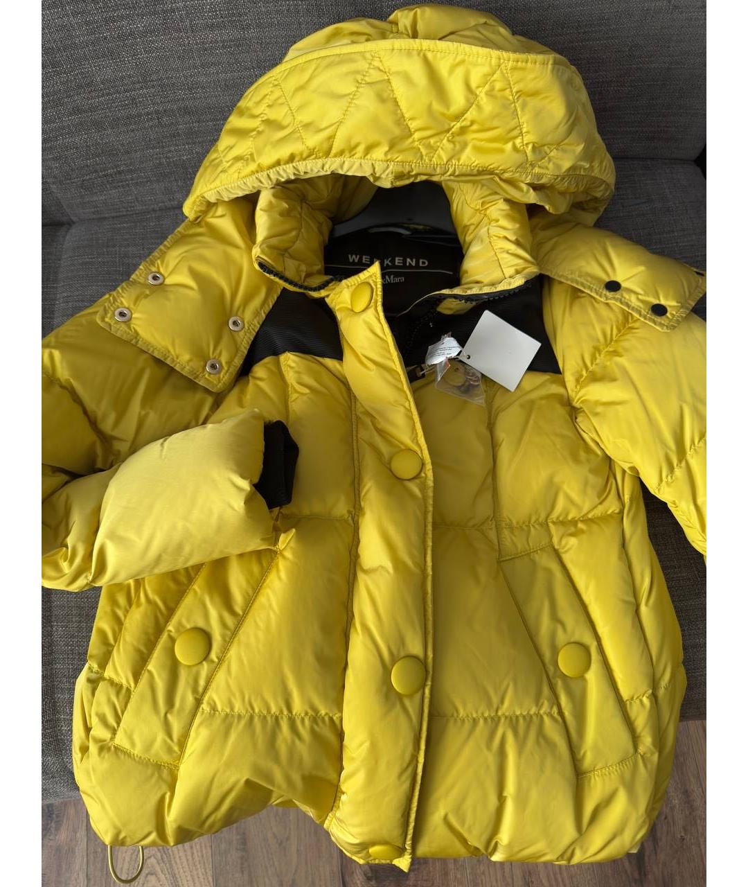 MAX MARA Желтый полиэстеровый пуховик, фото 4