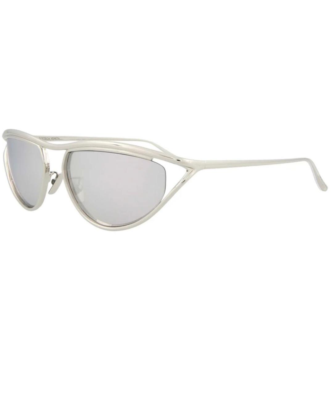 BOTTEGA VENETA Серебряные металлические солнцезащитные очки, фото 1