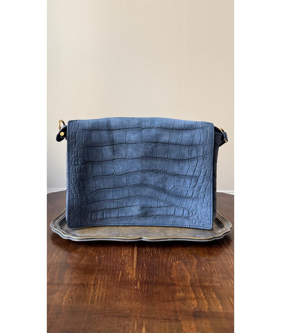 SAINT LAURENT Голубая кожаная сумка через плечо, фото 8