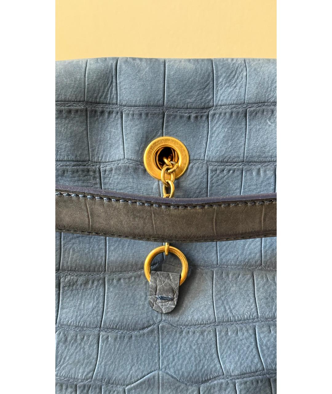 SAINT LAURENT Голубая кожаная сумка через плечо, фото 3