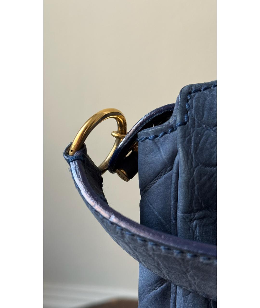 SAINT LAURENT Голубая кожаная сумка через плечо, фото 4
