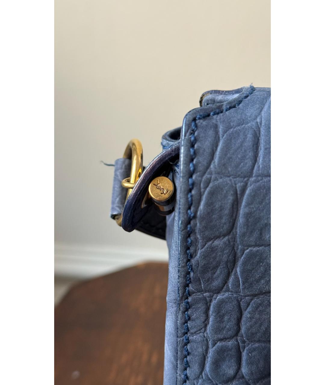 SAINT LAURENT Голубая кожаная сумка через плечо, фото 5