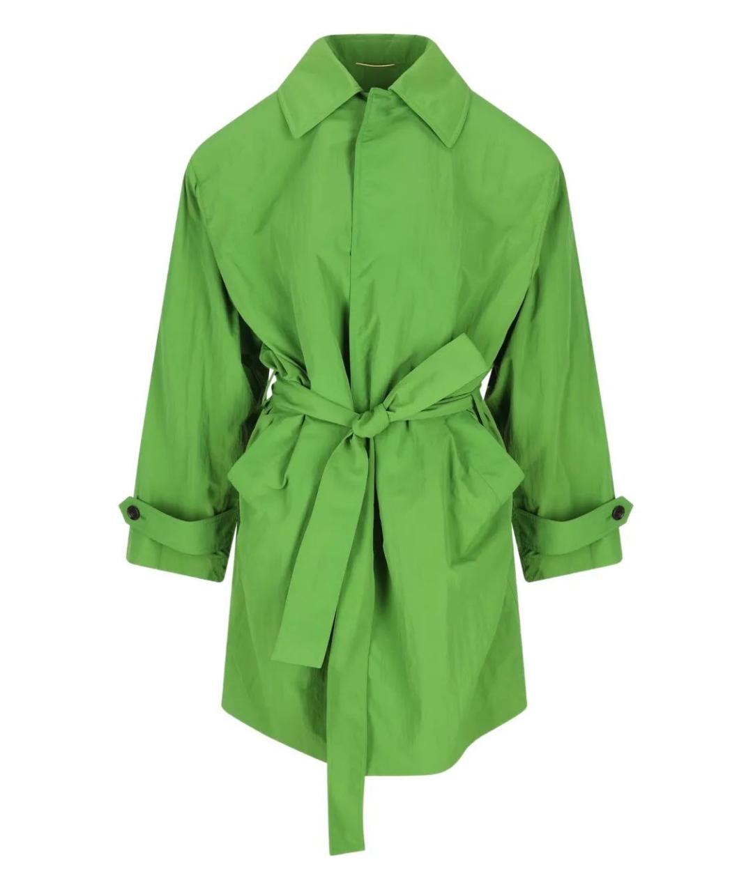 SAINT LAURENT Зеленый полиэстеровый тренч/плащ, фото 1