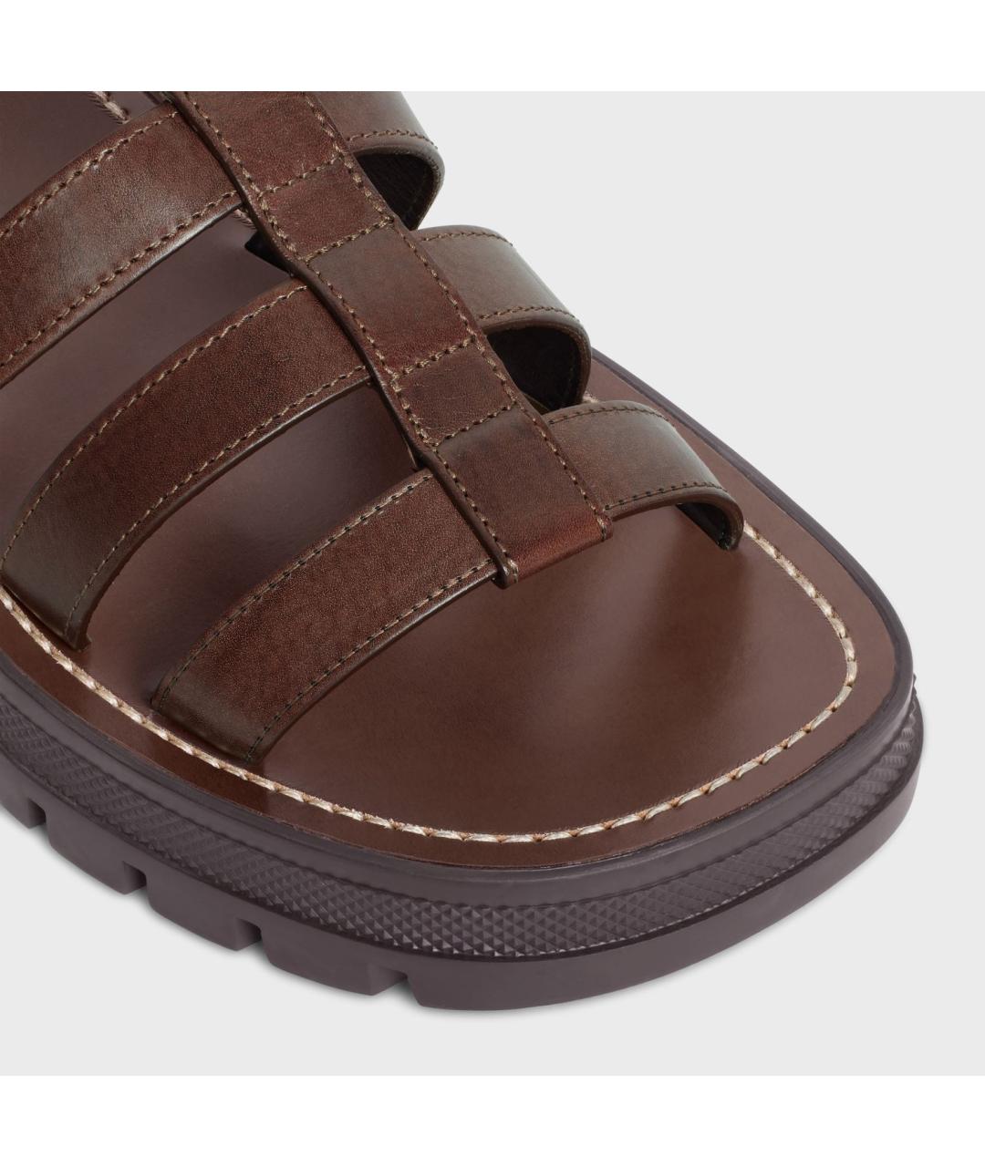 CELINE Коричневые кожаные сандалии, фото 4