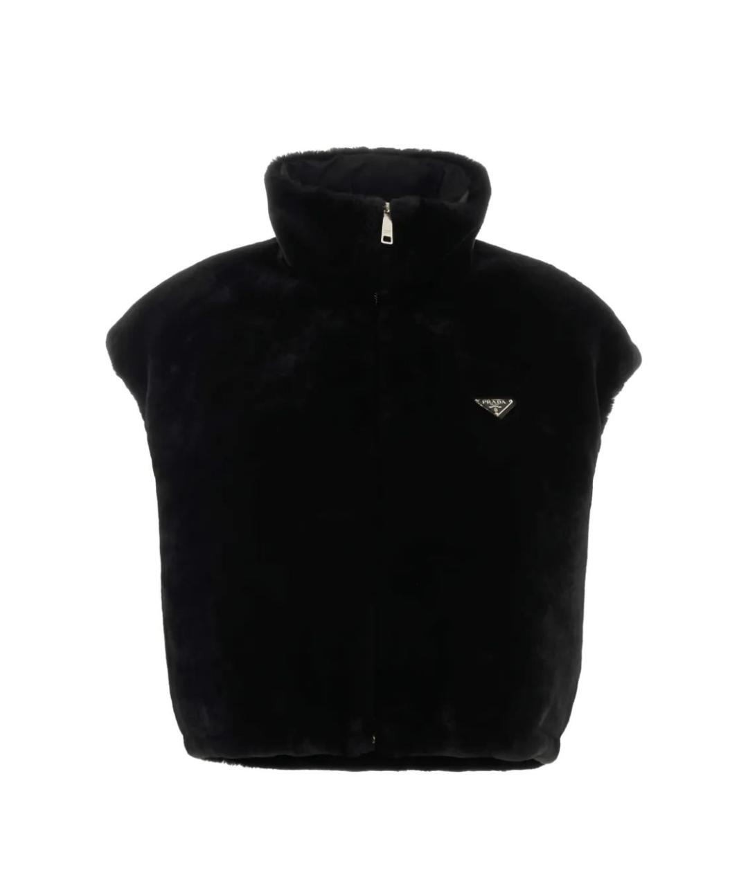 PRADA Черный меховой жилет, фото 1