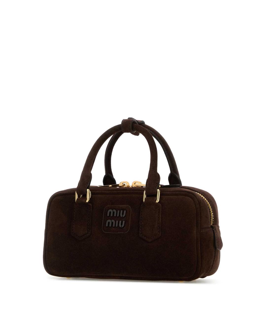 MIU MIU Коричневая замшевая сумка с короткими ручками, фото 2