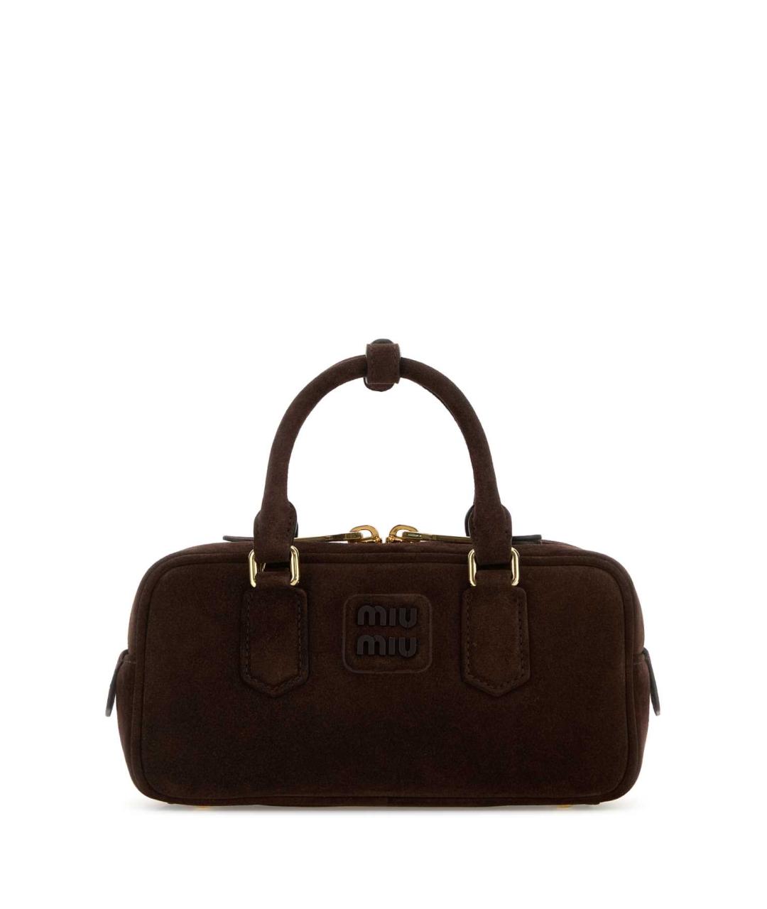 MIU MIU Коричневая замшевая сумка с короткими ручками, фото 1