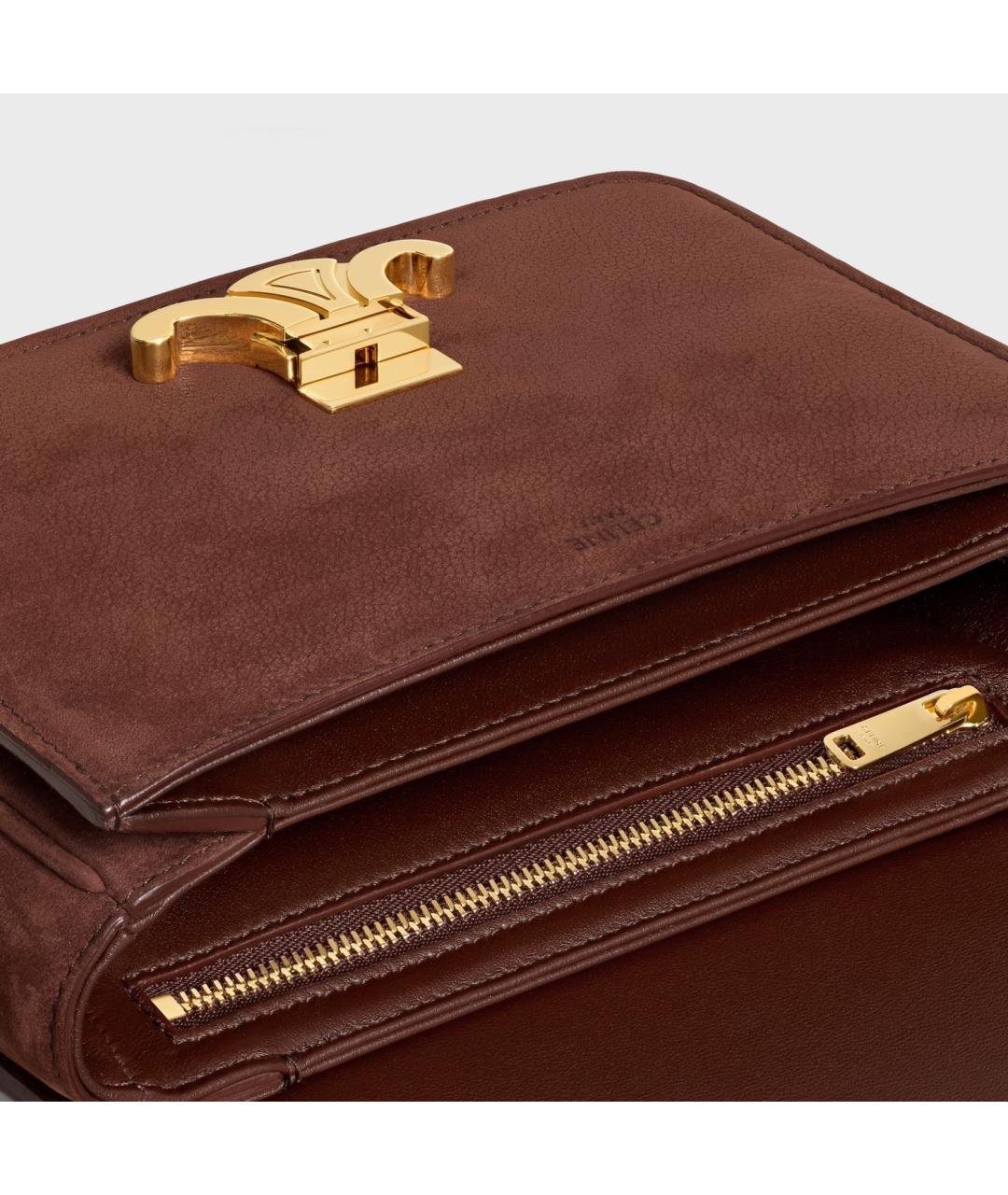 CELINE Коричневая кожаная сумка через плечо, фото 4