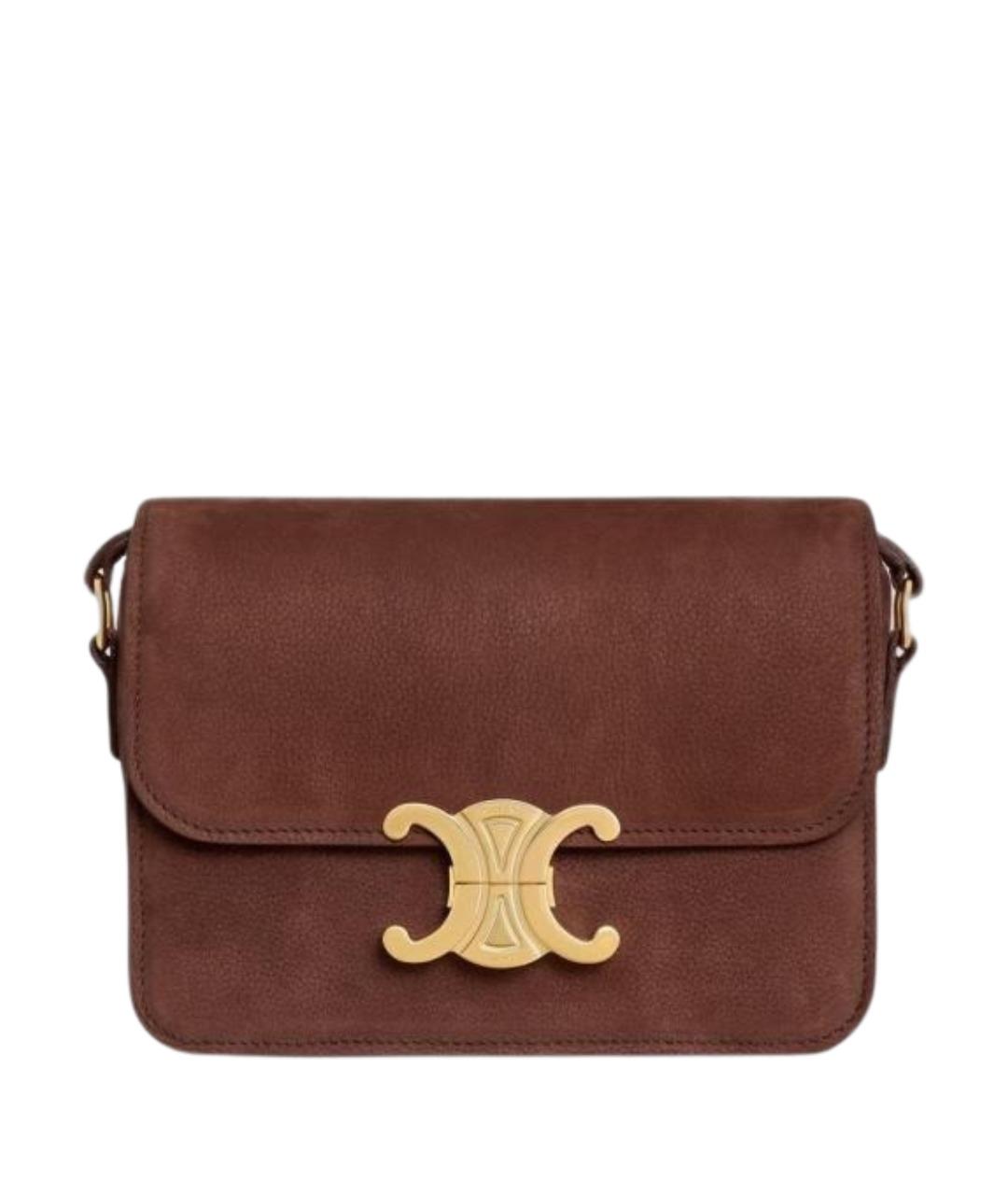 CELINE Коричневая кожаная сумка через плечо, фото 1