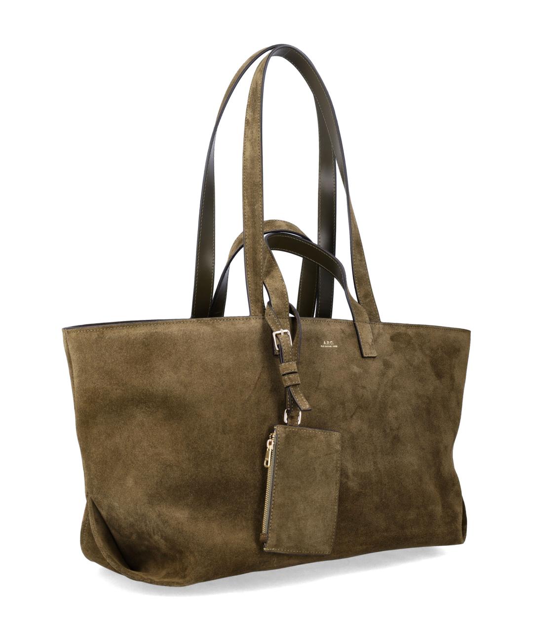 A.P.C. Хаки замшевая сумка тоут, фото 2