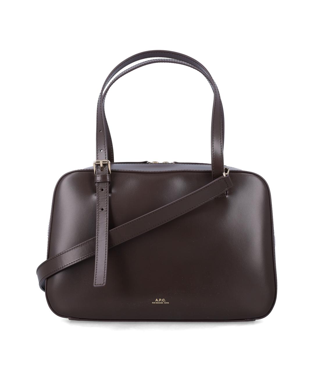 A.P.C. Коричневая кожаная сумка с короткими ручками, фото 1