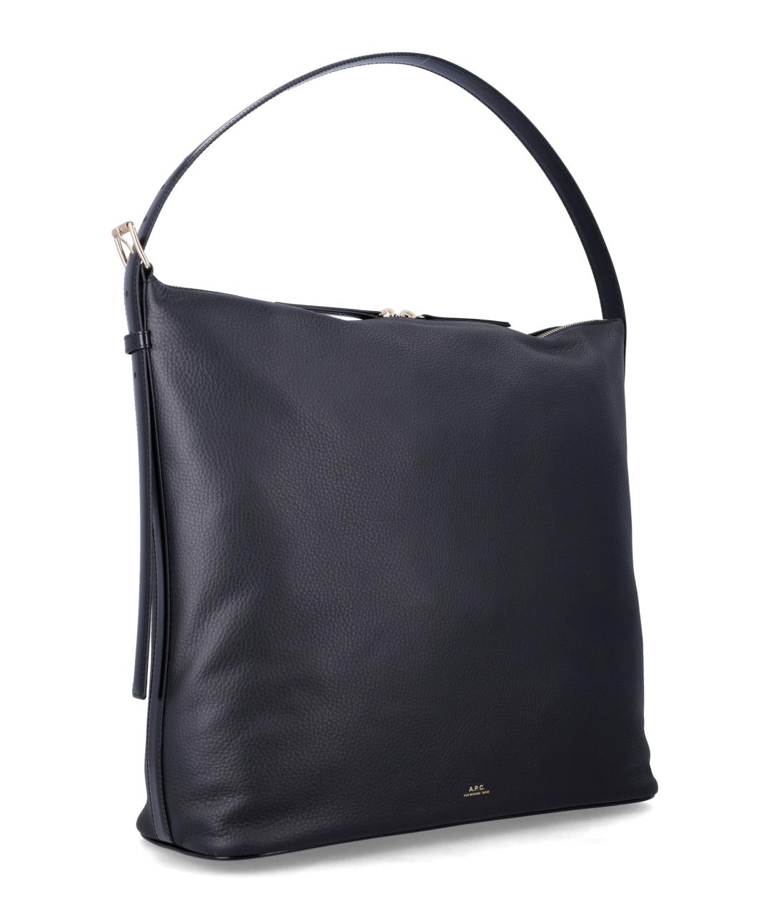 A.P.C. Черная кожаная сумка с короткими ручками, фото 2