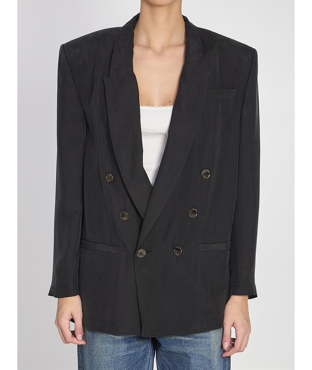 SAINT LAURENT Черный шелковый жакет/пиджак, фото 2