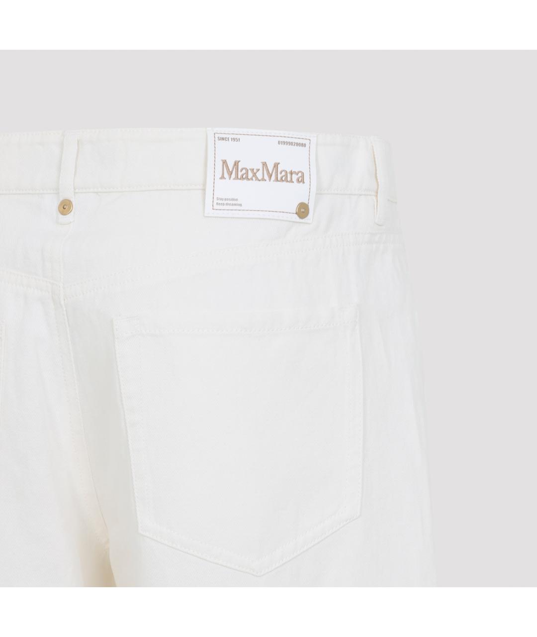 'S MAX MARA Белые хлопковые прямые брюки, фото 3