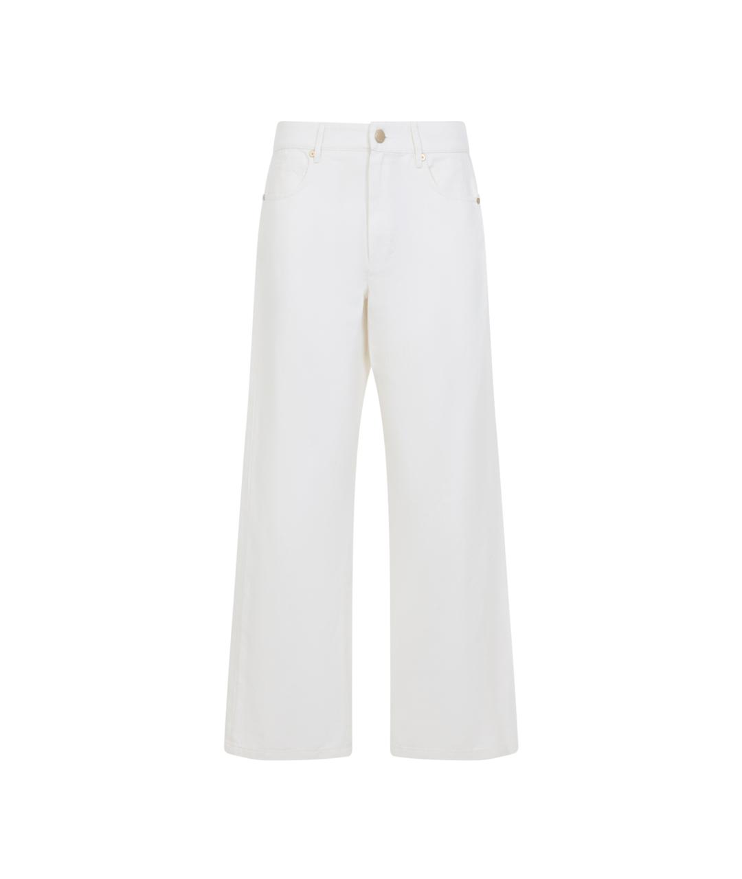 'S MAX MARA Белые хлопковые прямые брюки, фото 1