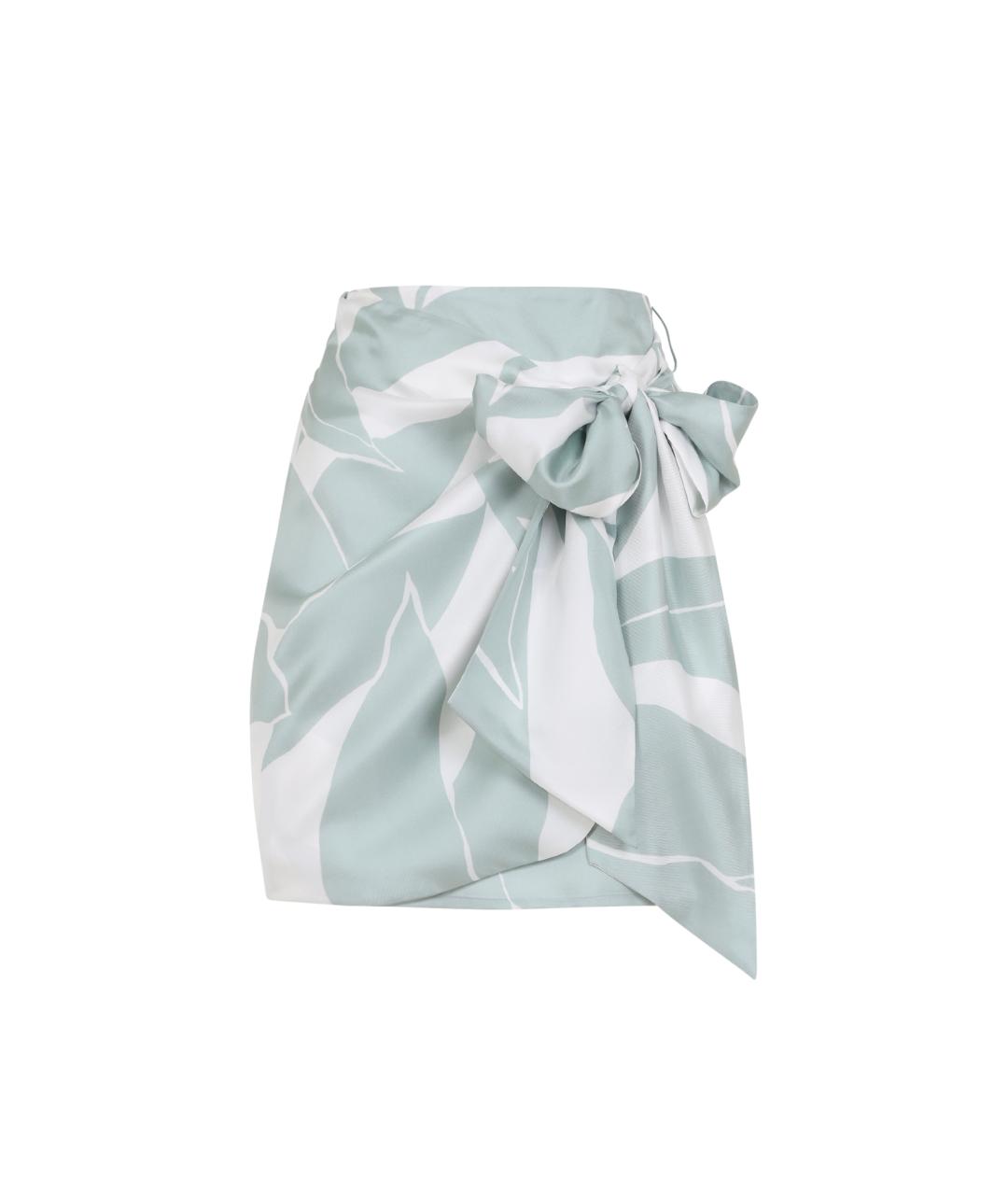 MAX MARA Бирюзовая шелковая юбка мини, фото 1