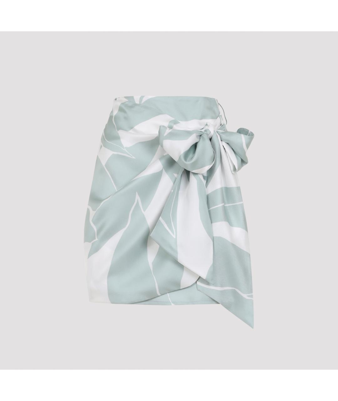 MAX MARA Бирюзовая шелковая юбка мини, фото 2