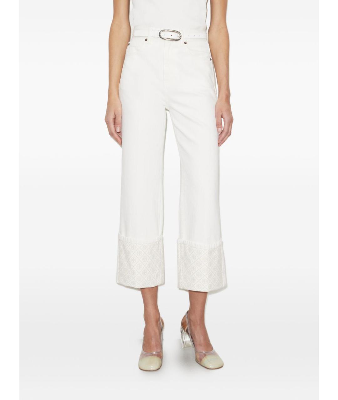 TORY BURCH Белые хлопковые прямые джинсы, фото 3