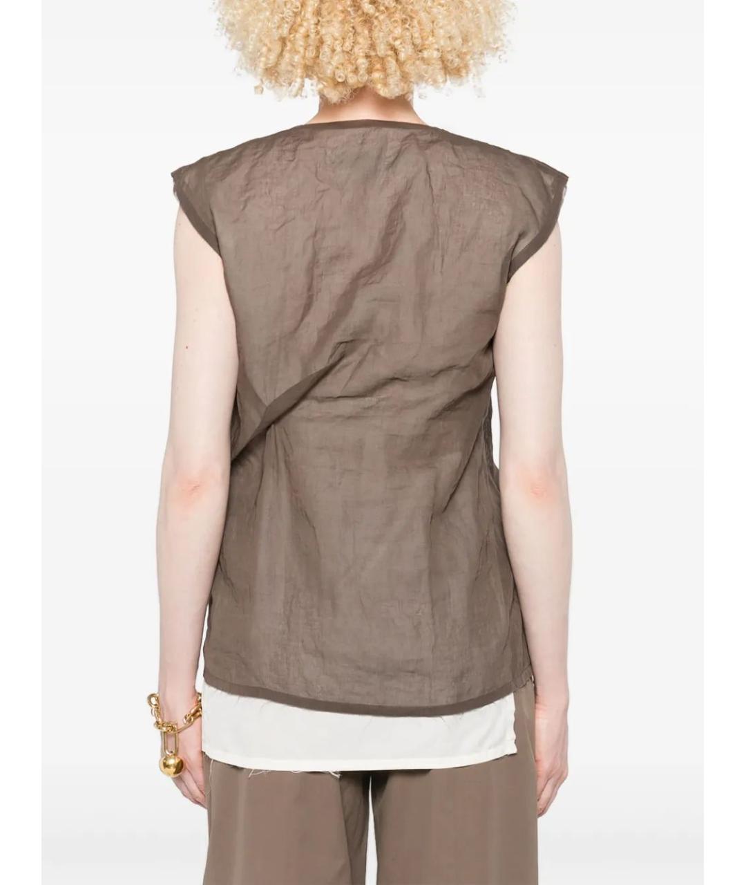 THE ROW Коричневая хлопковая майка, фото 4