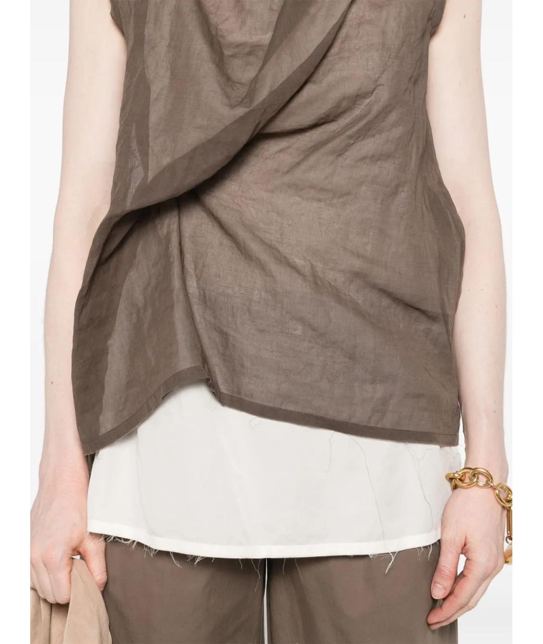 THE ROW Коричневая хлопковая майка, фото 5