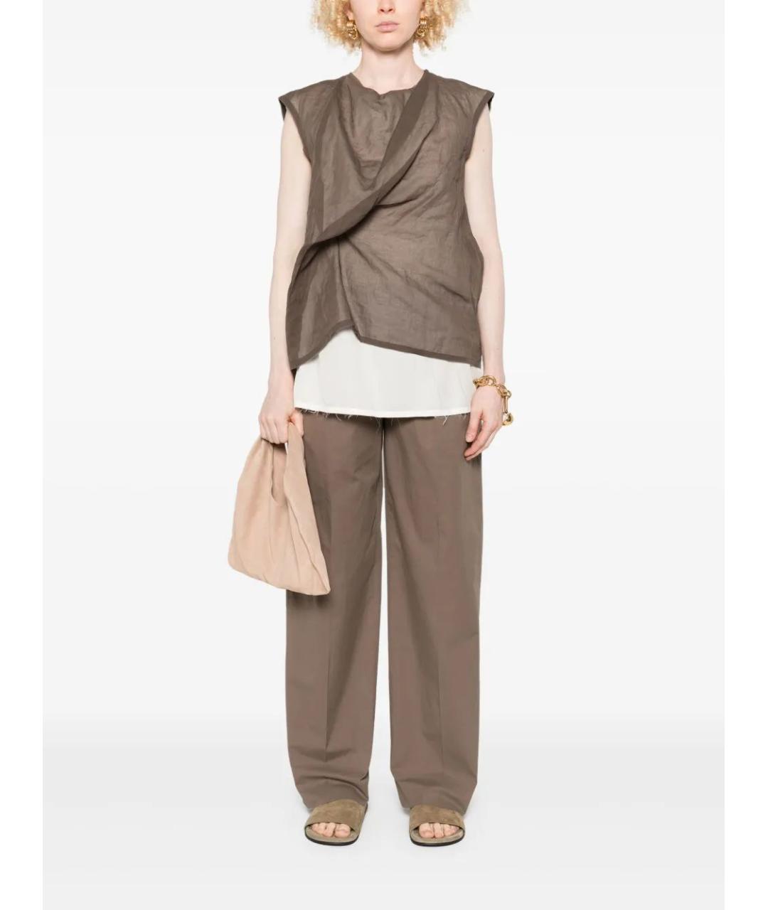 THE ROW Коричневая хлопковая майка, фото 2