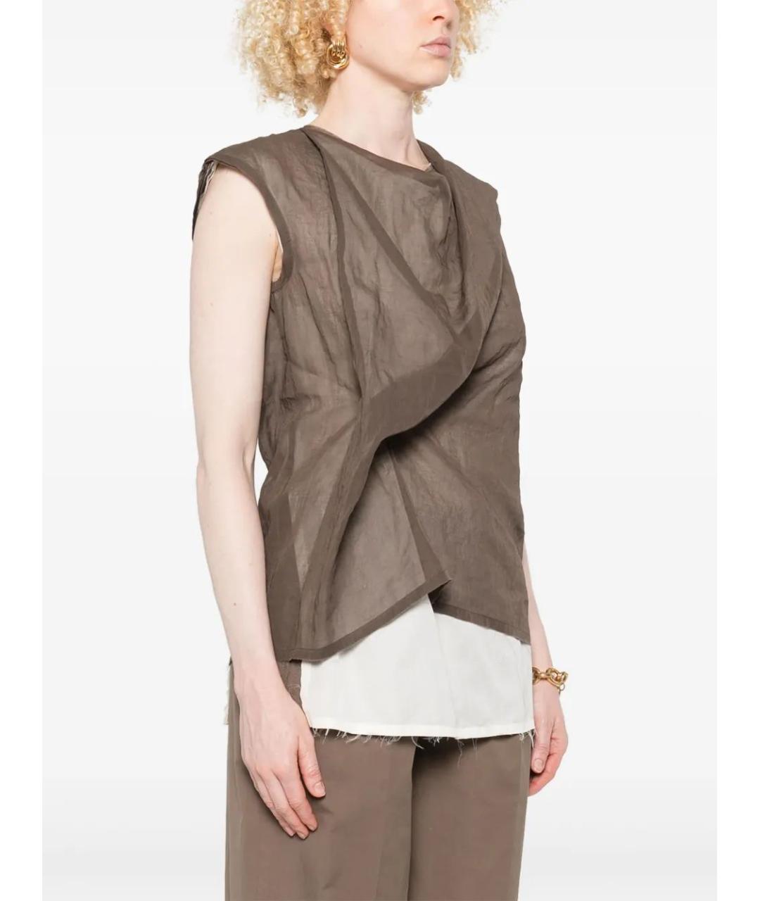 THE ROW Коричневая хлопковая майка, фото 3
