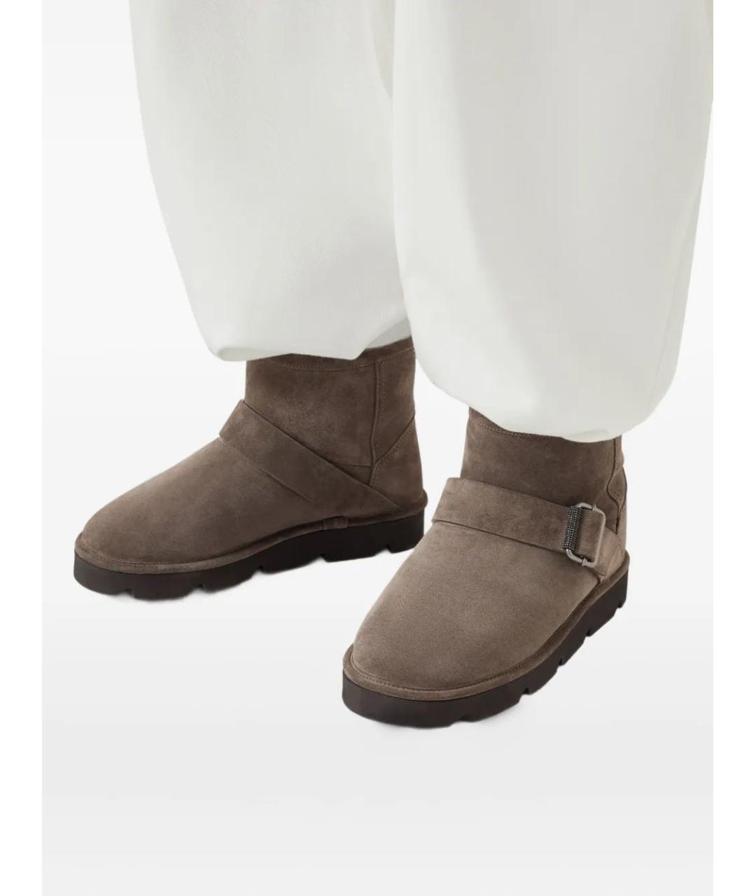 BRUNELLO CUCINELLI Коричневые замшевые ботинки, фото 2